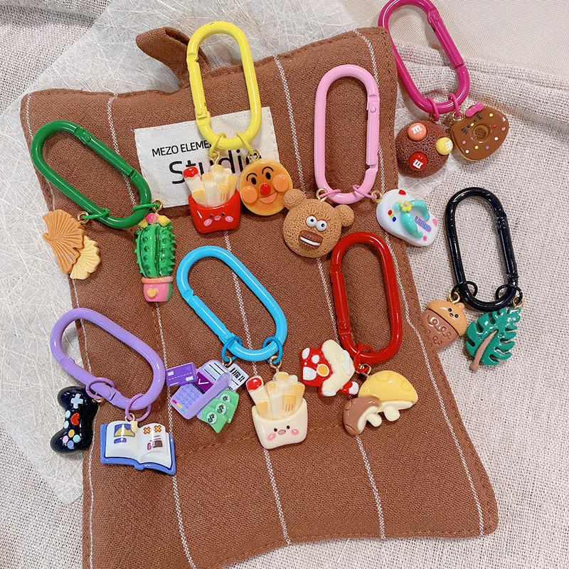 

Creative Colorful Resin Doll Keychain Car Keys Accessories Cute Mini Fries Doll Keyrings Wholesale Cartoon Design Small Keyrings