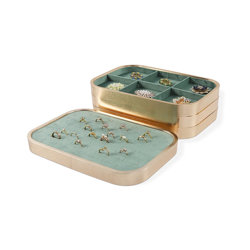

Green Velvet Jewelry Organizer Tray 30x20cm with Compartments for Necklace Pendant Ring Bracelet Earring Storage Display Case