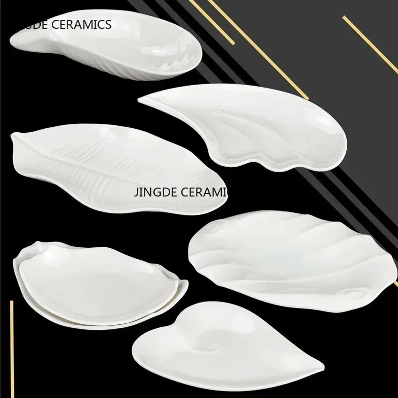 Pure White Plastic Irregular Plate Dish Commerce Serving Tray BBQ Picnic Plates Dessert Snacks Fruit Dishes Kitchen Tableware