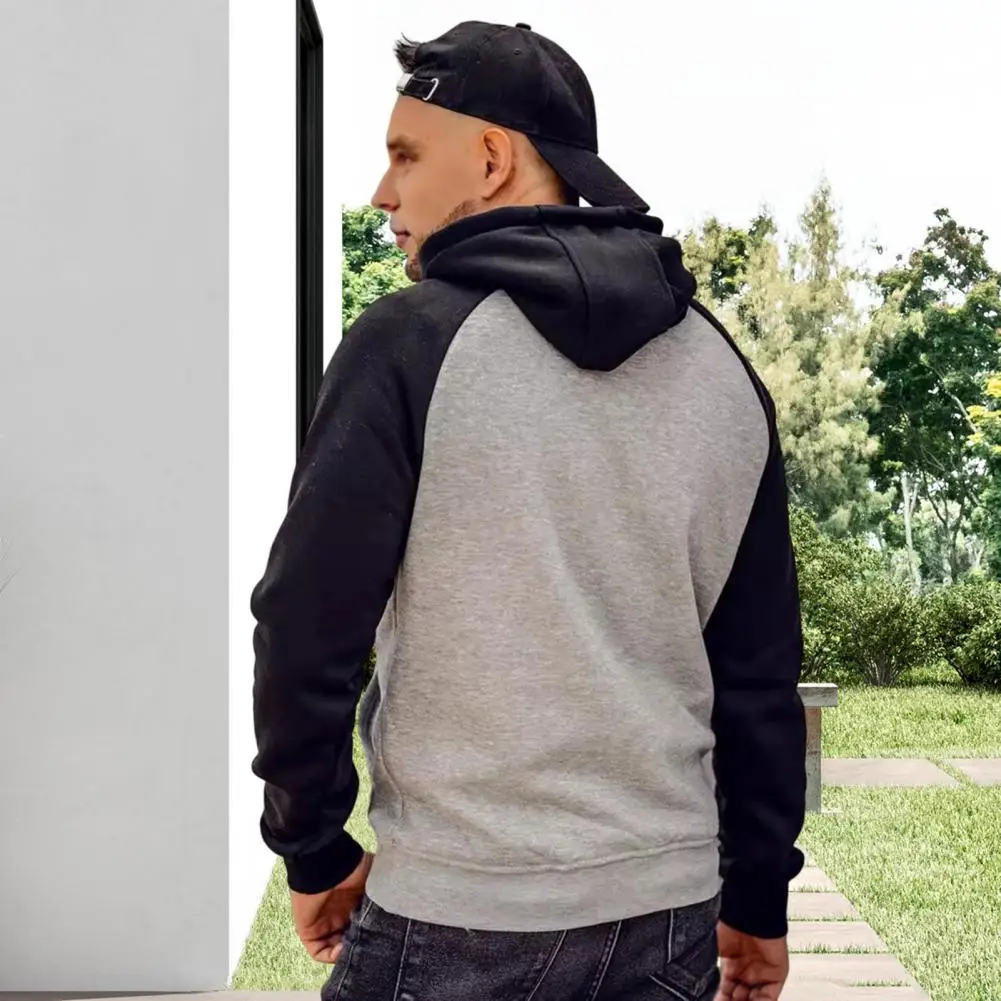 Men Hoodie Men's Raglan Sleeve Hoodie Casual Pullover Sweatshirt with Kangaroo Pocket Athletic Hooded Sweatshirt Thermal Vintage