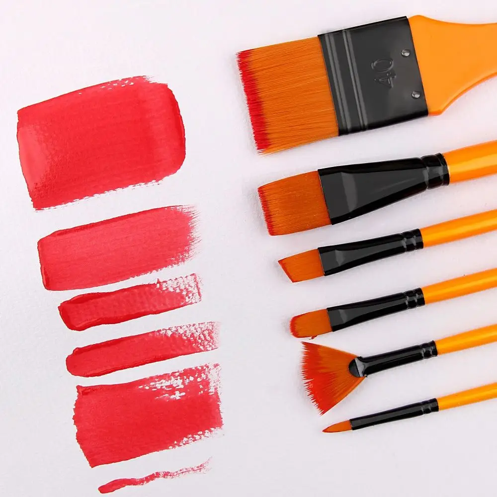 6pcs/set Good Pigment Adsorption Watercolor Paint Brush Smooth Painting Flexible Brushstrokes Painting Brush