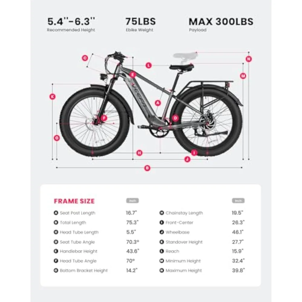 Electric Bike 750W/Peak 1000W Motor 48V 13AH Removable Battery Electric Bicycle for Adults 26 x 4.0 Fat Tire Ebike 28MPH E Bike