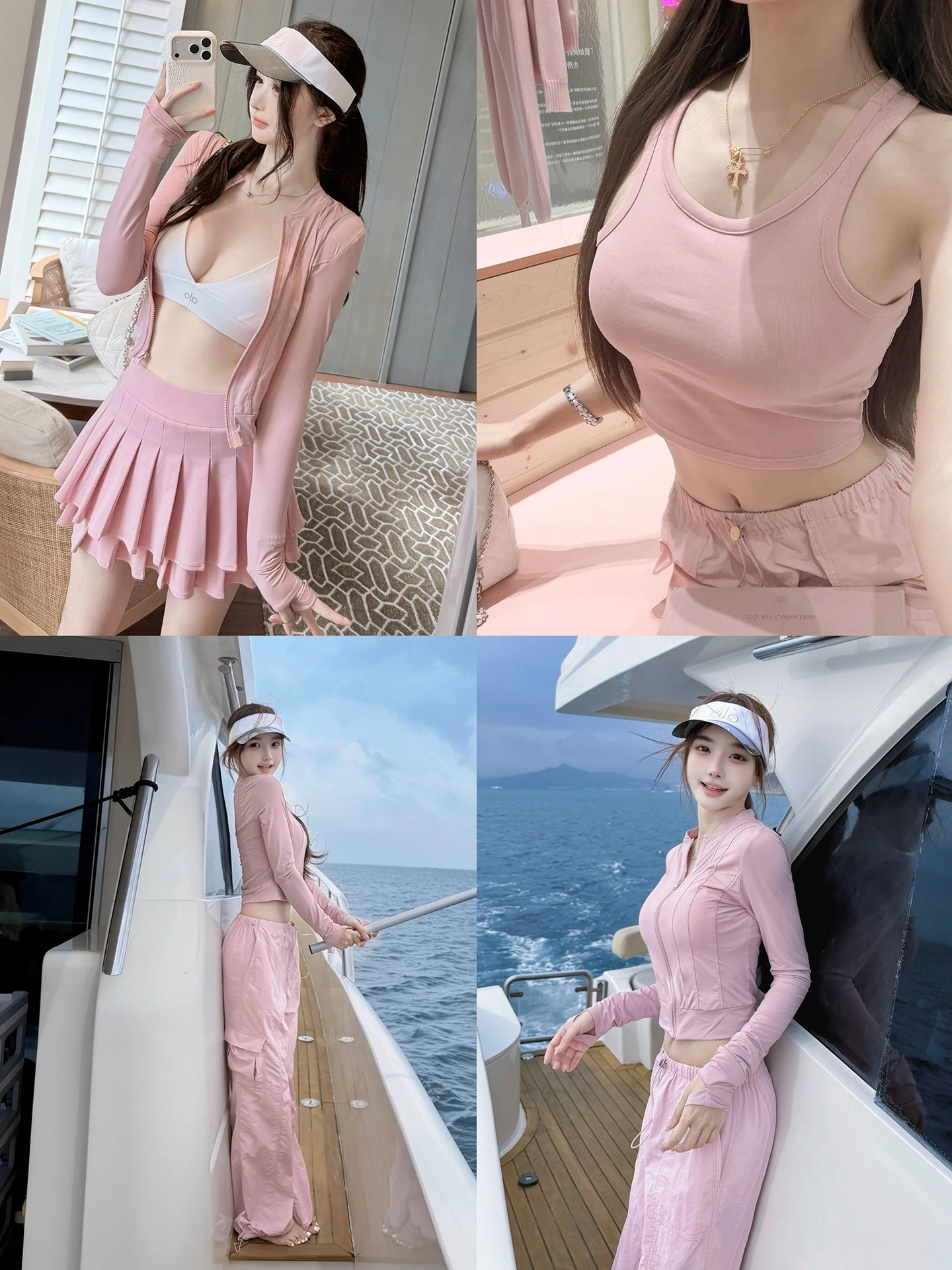 

Ruyu Oxygen Day Pure Desire Slimming A1O Sunscreen UPF50 Vest Skirt Workwear Pants Set High Waist Long Sleeve Neck