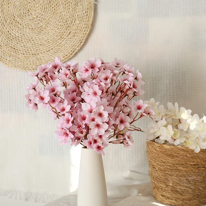 1pc Simulated Peach Blossom Artificial Short Branch Silk Flower Spring Wedding Decoration Home Decoration Fake Flower