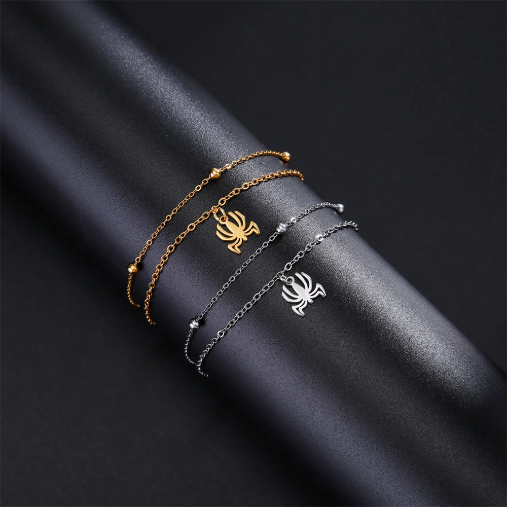 Eueban-ハロウィーンのスパイダーチャームブレスレット,マルチレイヤーチェーン,ステンレス鋼,Webバングル,パーティージュエリー,友達へのギフト,ファッション