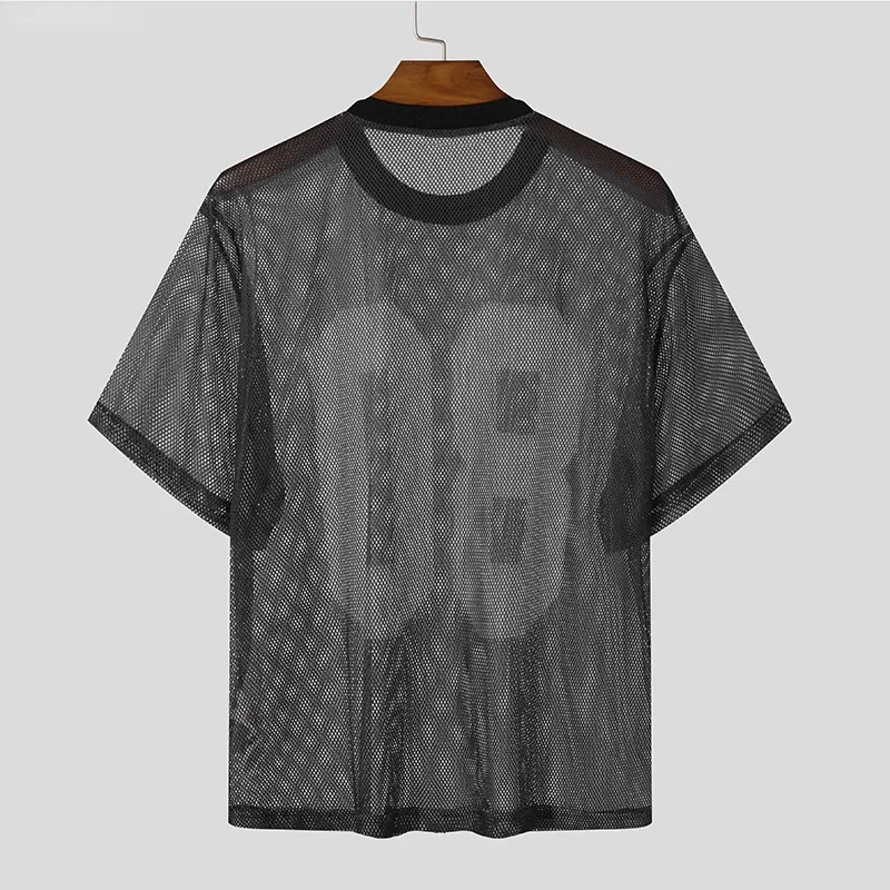 Herren 80 Nummer Bedrucktes Mesh T-Shirt Lässiges Kurzarm-Rundhals-Shirt Durchsichtiges Streetwear Übergroßes Fußball-Trikot-Stil Oberteil – Detail 5