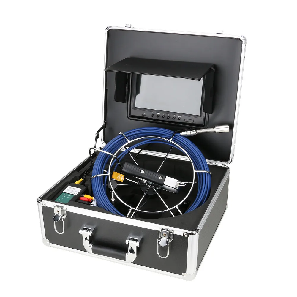 Drain Sewer Pipeline Industrial Endoscope DVR Recording 9 Inch Sewer Pipe Inspection Camera 20/30M Cable with Meter Counter