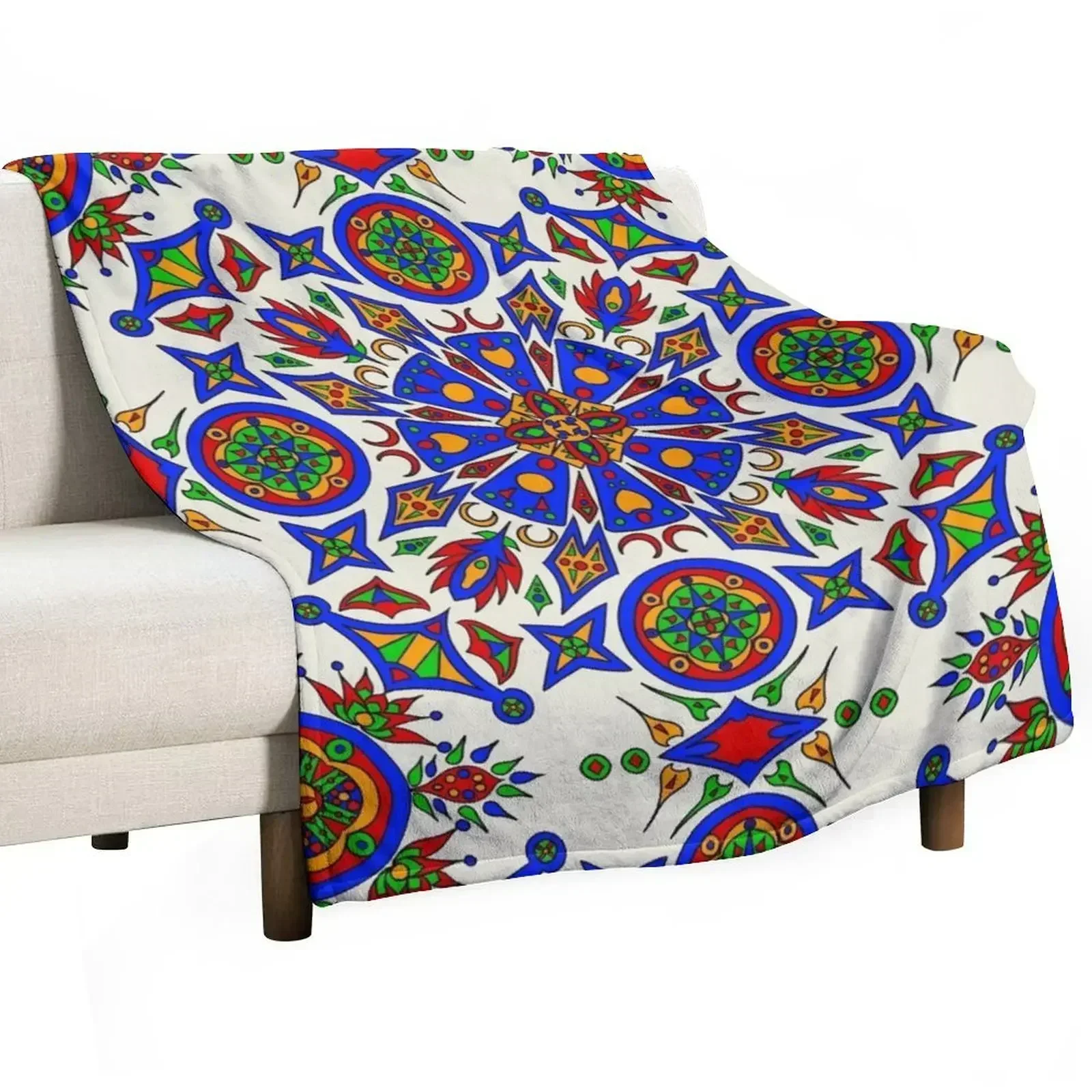 

Turkish Inspired Floral Tile #3 Throw Blanket Soft Luxury Camping Blankets