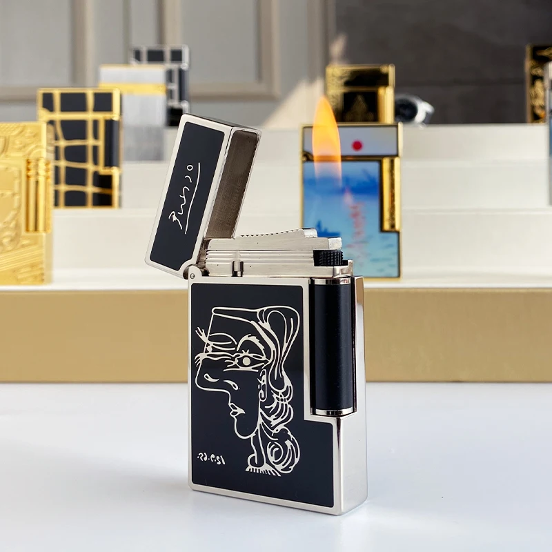 New commemorative edition single and double flame luxury lighter Ping Sound natural paint cigarette smoking butane lighter 12121