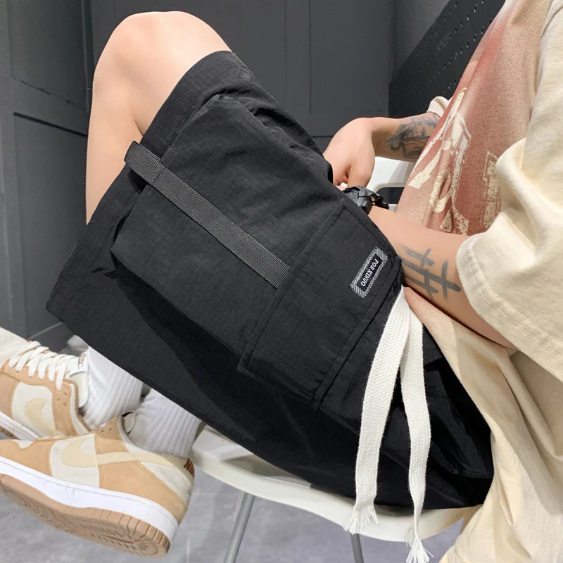 2024 Summer Men's Baggy Cargo Shorts Outdoor Beach Short Pants Big Pocket Korean Casual Loose Sports Streetwear Bermuda Shorts