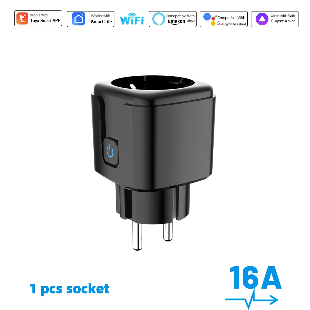 Tuya Smart Socket WiFi-afstandsbediening EU-stekker met energiemonitoring 16A/20A Spraakbesturing Google/Alexa Tijdgestuurd