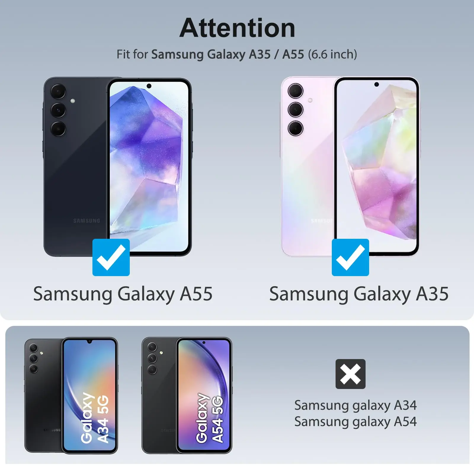 Screen Protector For Samsung A35 A55 Galaxy 5G, Tempered Glass HD Crystal 9H High Aluminum Transparent Case Friendly