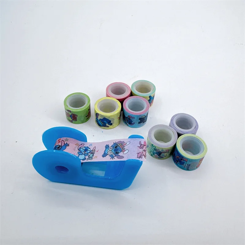 12pcs Disney Stitch Mini Tape Anime Figure Toys DIY Adhesive Paper Handbook Stickers Children School Stationery Cartoon Tape