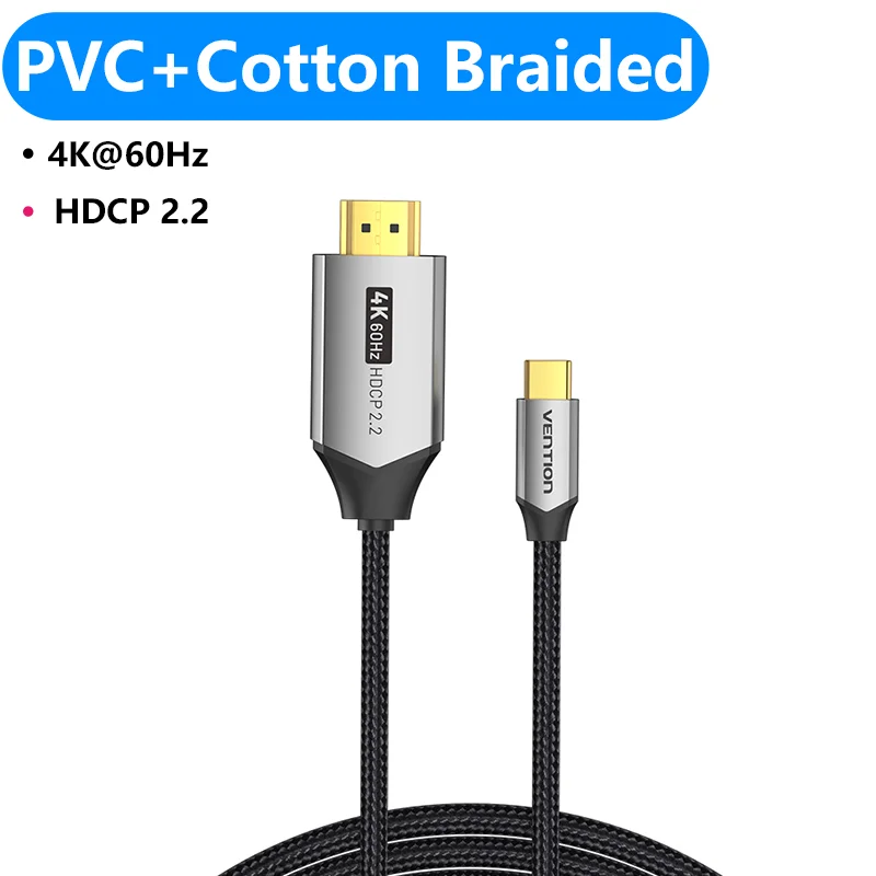 Vention USB C naar HDMI-kabel 8K Type C HDMI Thunderbolt 3-adapter voor MacBook Samsung Galaxy S10/S9 Huawei Honor Type C naar HDMI