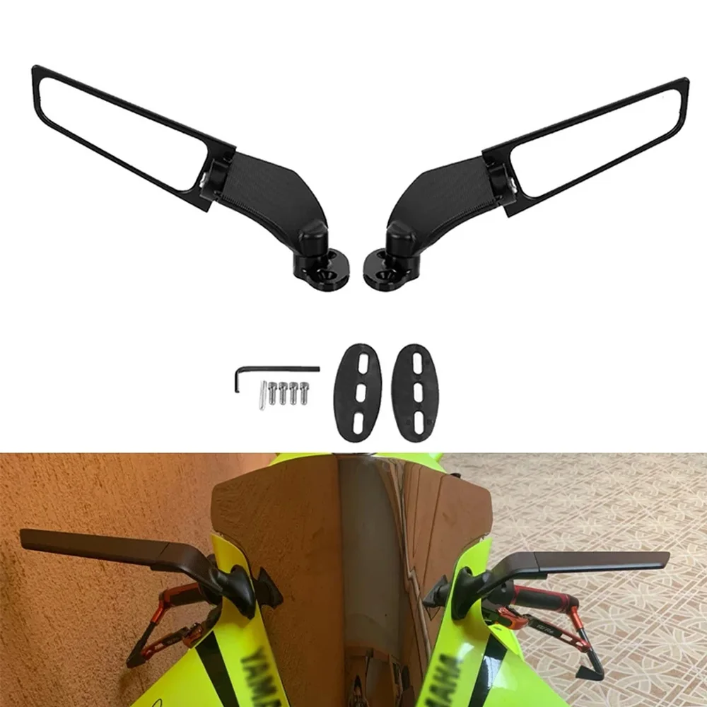 

Black Motorcycle Mirrors For Yamaha R15 R25 R3 R1 R1S R6 R6S V2 V3 Modified Wind Wing Rotating Rearview Mirror