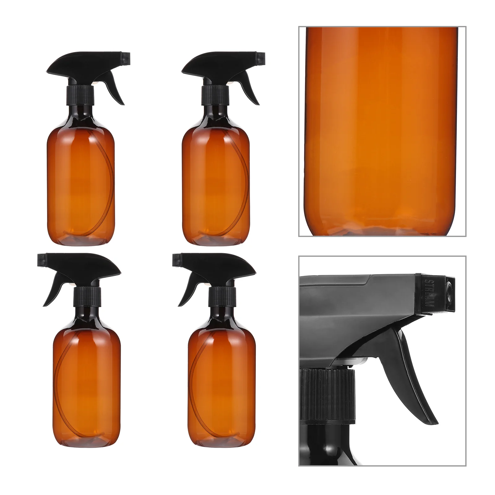 

4 Pcs Gardening Watering Cans 500ml Spray Bottle Empty Plastic Bottles for Hair Brown Holder Travel