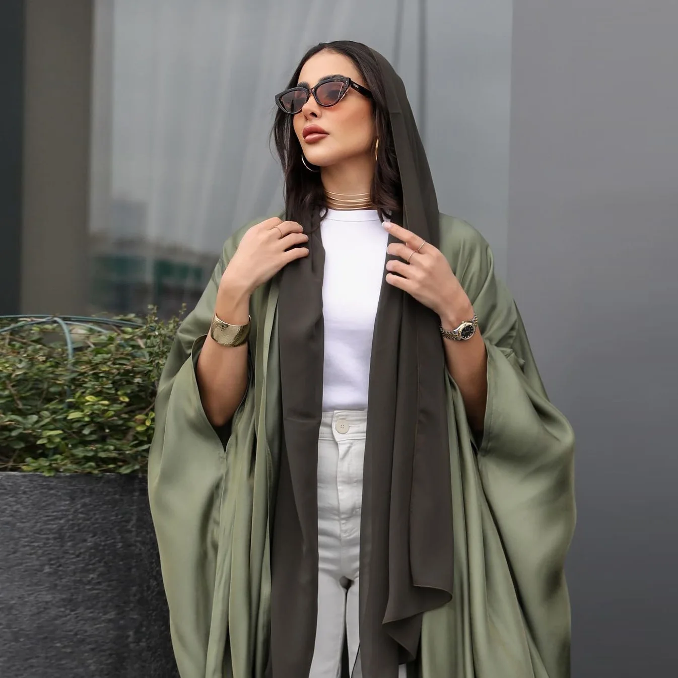 Middle East Modest Muslim Fashion Abaya Cardigan Bat Sleeve Robe Muslim Womens Wear