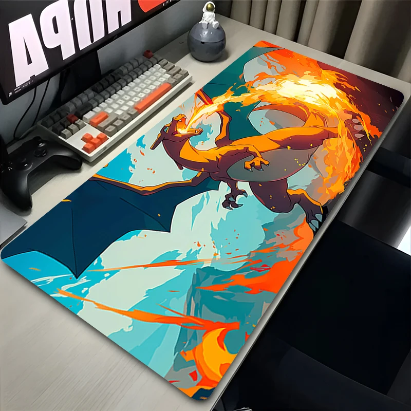 Durable Anti-Fray Mouse Pad Pokemon Charizard Large Computer Mousepad Gaming Desk Mat Anime Keyboard Gamer Accessories Table Pad
