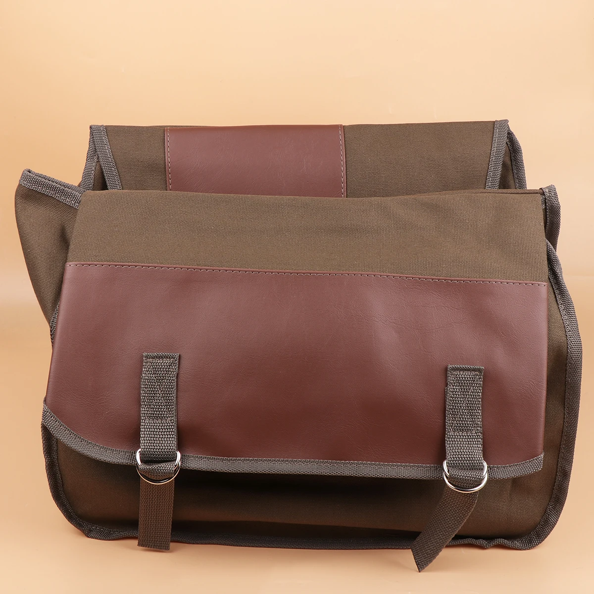 

Large Bike Rear Bag Durable Canvas Double Pouches Large Capacity Side Zipper Outdoor Travel Storage Pouch Elastic Rope Pannier