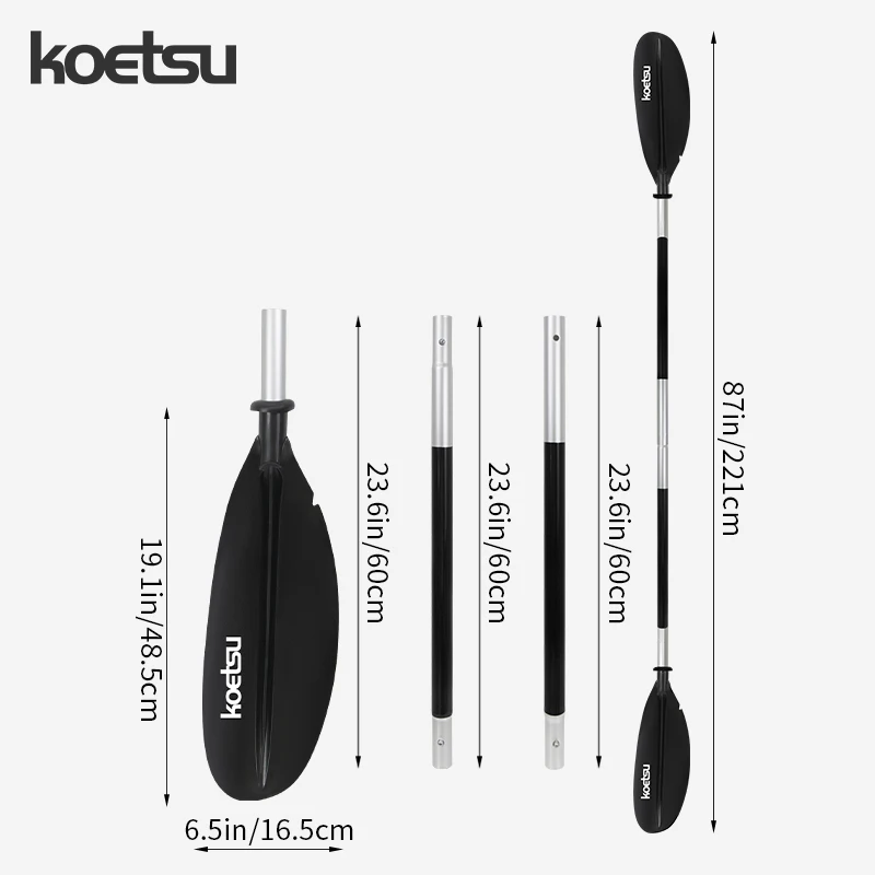 KOETSU four section double headed aluminum alloy paddles, canoe paddling, kayak, four section combination paddling