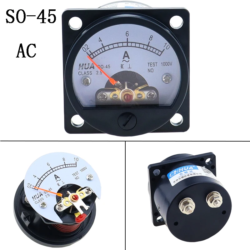 Analog Pointer DC Voltmeter SO-45 47x47mm Clear Scale Display For Industrial Electrical Testing Voltage Current Detector Tool