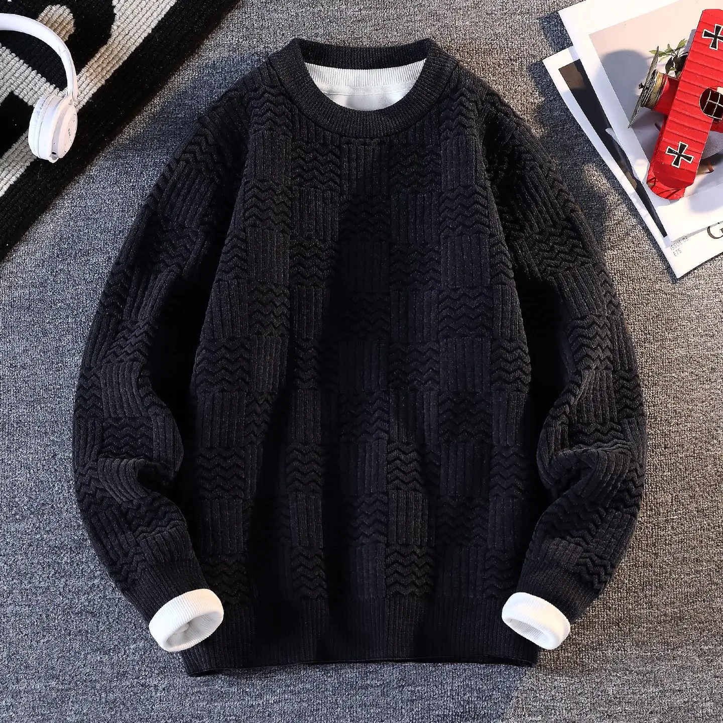 

Мужской вязаный свитер Thiened, круглый, внутренняя одежда, теплый, повседневный, зимний сезон, студенческая мода, простой дизайн, внутренняя одежда