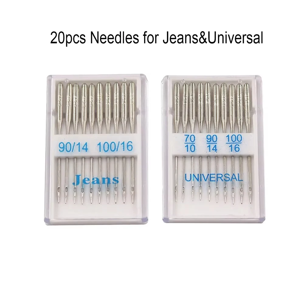20-teiliges Nähmaschinennadel-Set für Jeans und Universalgewebe 70/10 80/12 90/14 100/16 Langlebige Scharfe Nadeln für den Hausgebrauch – Detail 2