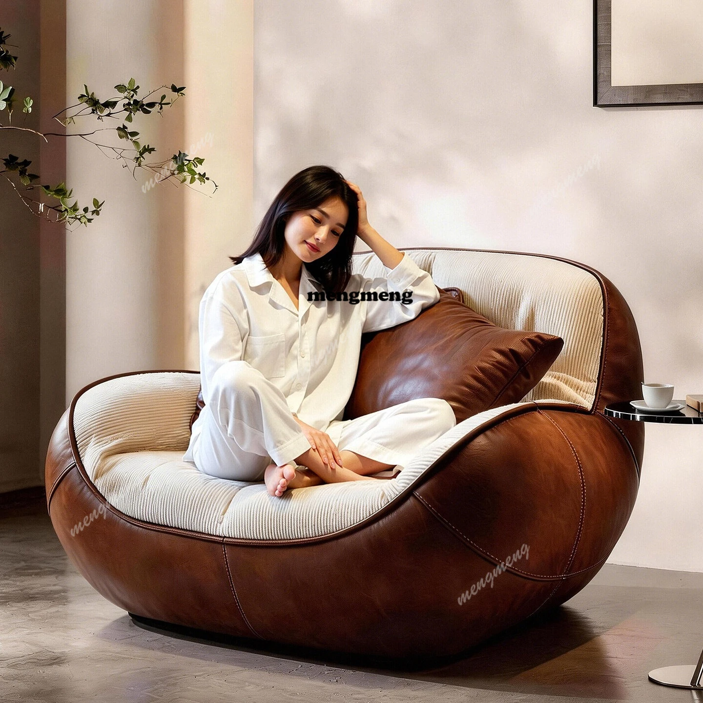 

Modern minimalist designer lazy sofa chair Italian minimalist high-end home balcony living room single leisure recliner