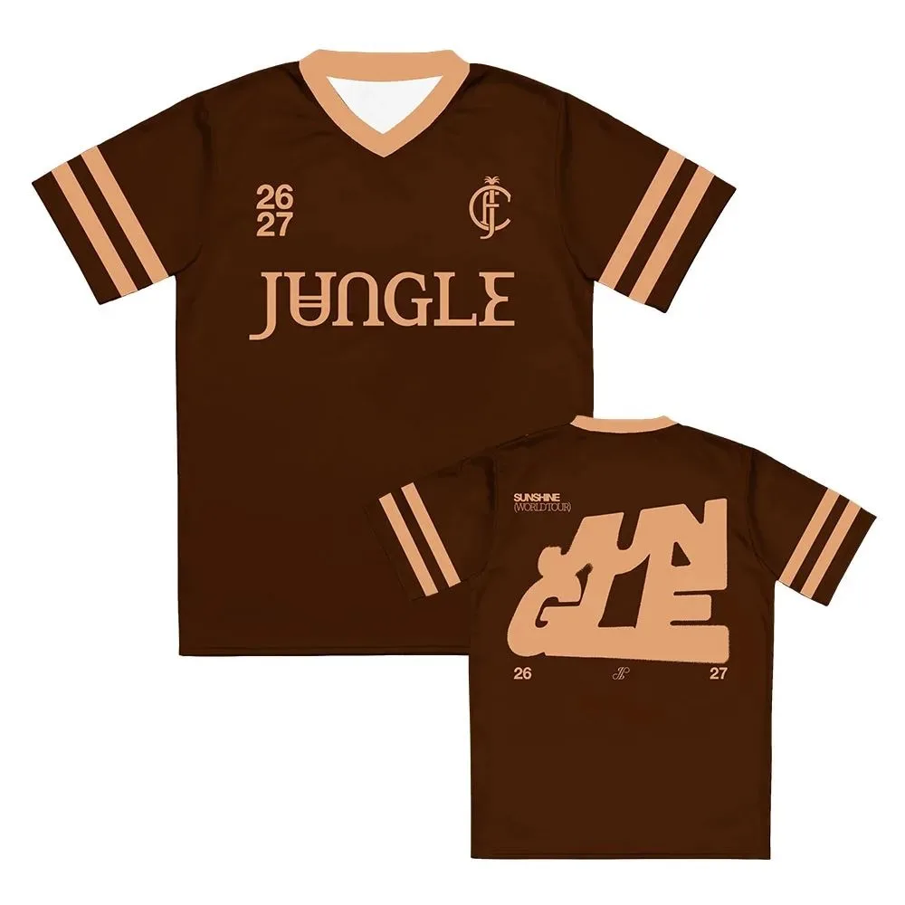 Jungle Sunshine Tour Soccer Jersey V-neck Summer Unisex Streetwear Short Sleeve Loose Fashion Male Fashion Breathable Tshirts