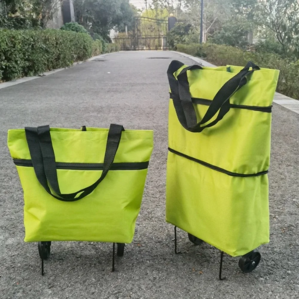 Carrinho de Compras Dobrável com Rodas, Bolsa de Compras Reutilizável em Tecido Oxford Resistente, Carrinho Dobrável para Mulheres, Compras e Viagens
