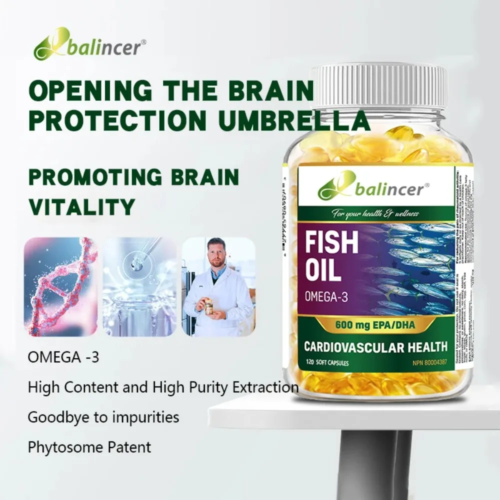 630mg Omega 3 Fish Oil with 600mg EPA DHA - Supports Brain, Liver, Heart & Immunity - 120 Softgels