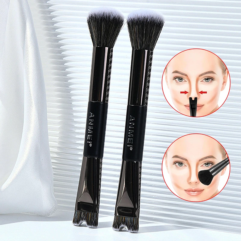 فرشاة مكياج على شكل حرف U لنحت وتحديد فرشاة كريم الأساس ذات الرأس المزدوج فرشاة ظلال الأنف