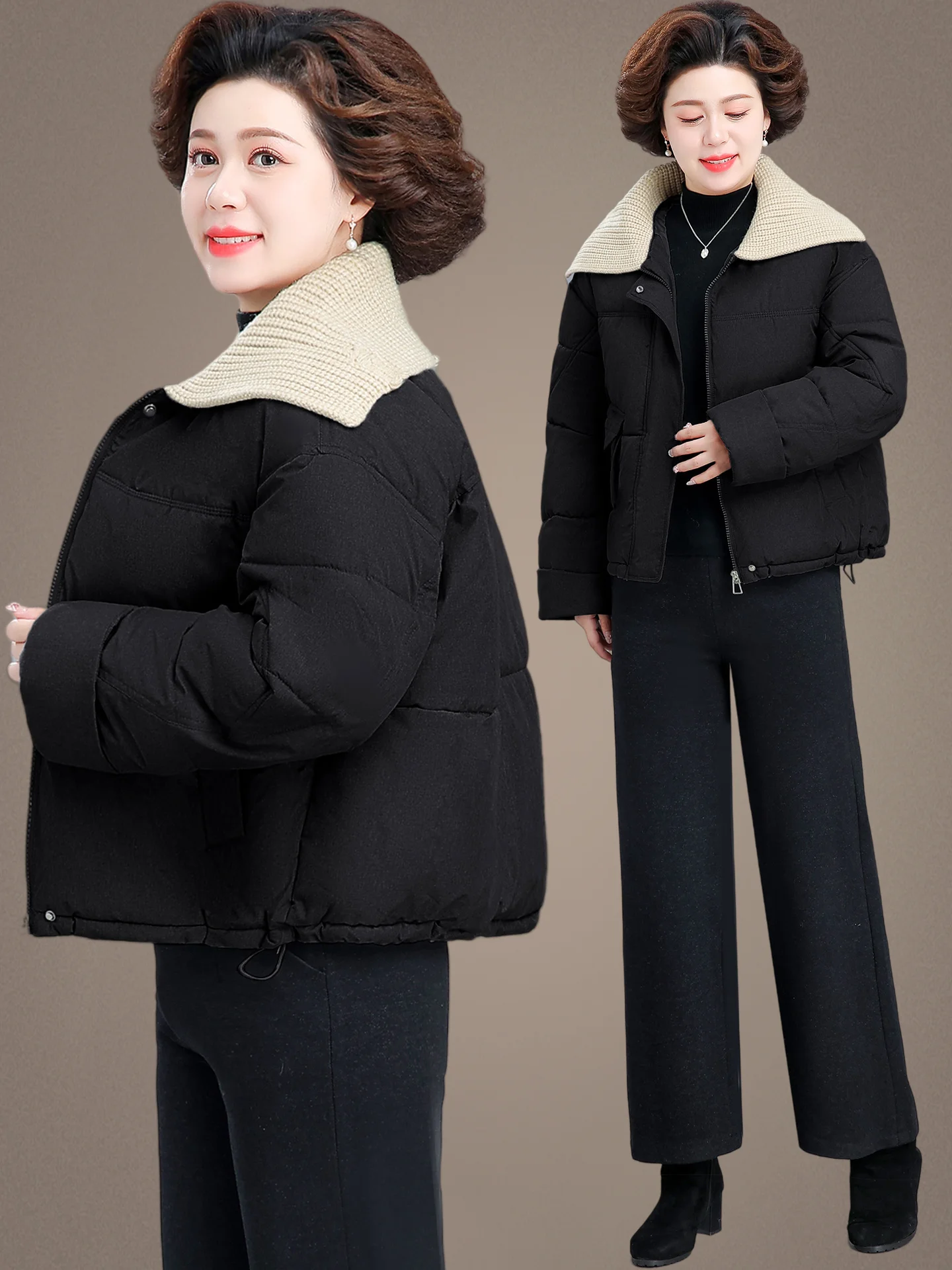 

Утепленная хлопковая куртка-пуховик для женщин среднего возраста, осенне-зимняя коллекция