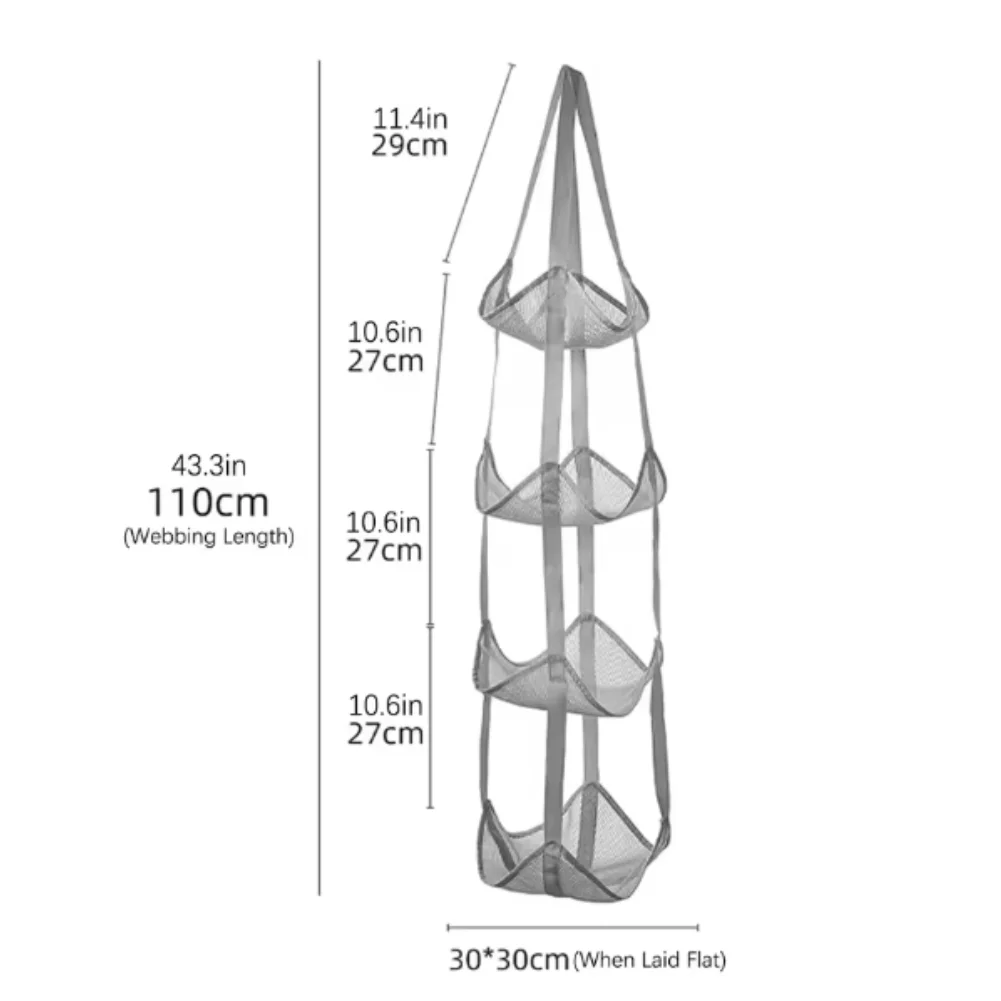 4 Tier Stuffed Animal Net Foldable Mesh Snack Organizer Breathable Hanging Holder Basket for Bedroom Nursery Playroom Decoration view 6