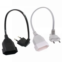 1PCS EU Power Adapter Cord,90 Degree Angled European Round 2Pin Male to Female Plug Power Cable For UPS PDU 0.3M/0.6M