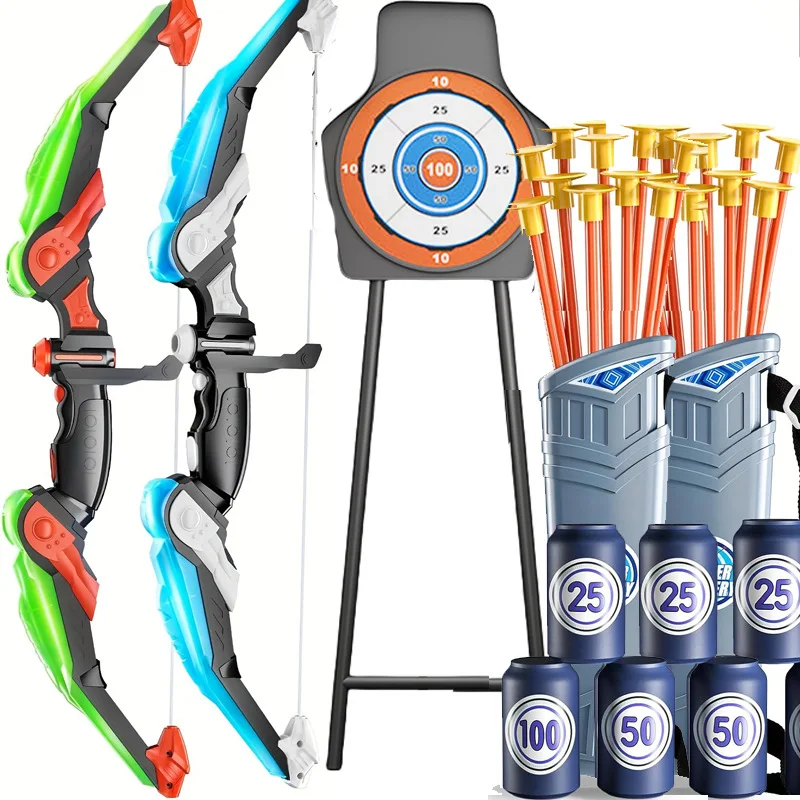 Kids Outdoor Sports Toy LED Light Bow and Arrow Set Archery Shooting Game for Boys