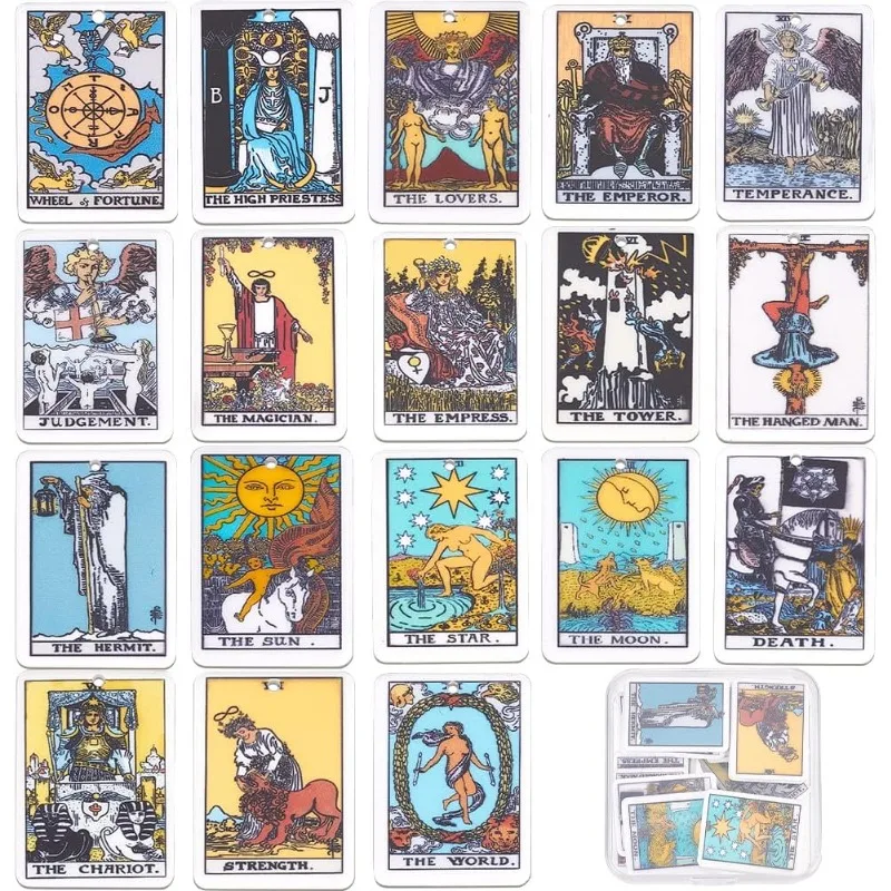 

18pcs 1 Box 18 Styles Tarot Charms Tarot Card Charms Tarot Charm Bulk Acrylic Lucky Fortune Charms Astrology Divination Charms