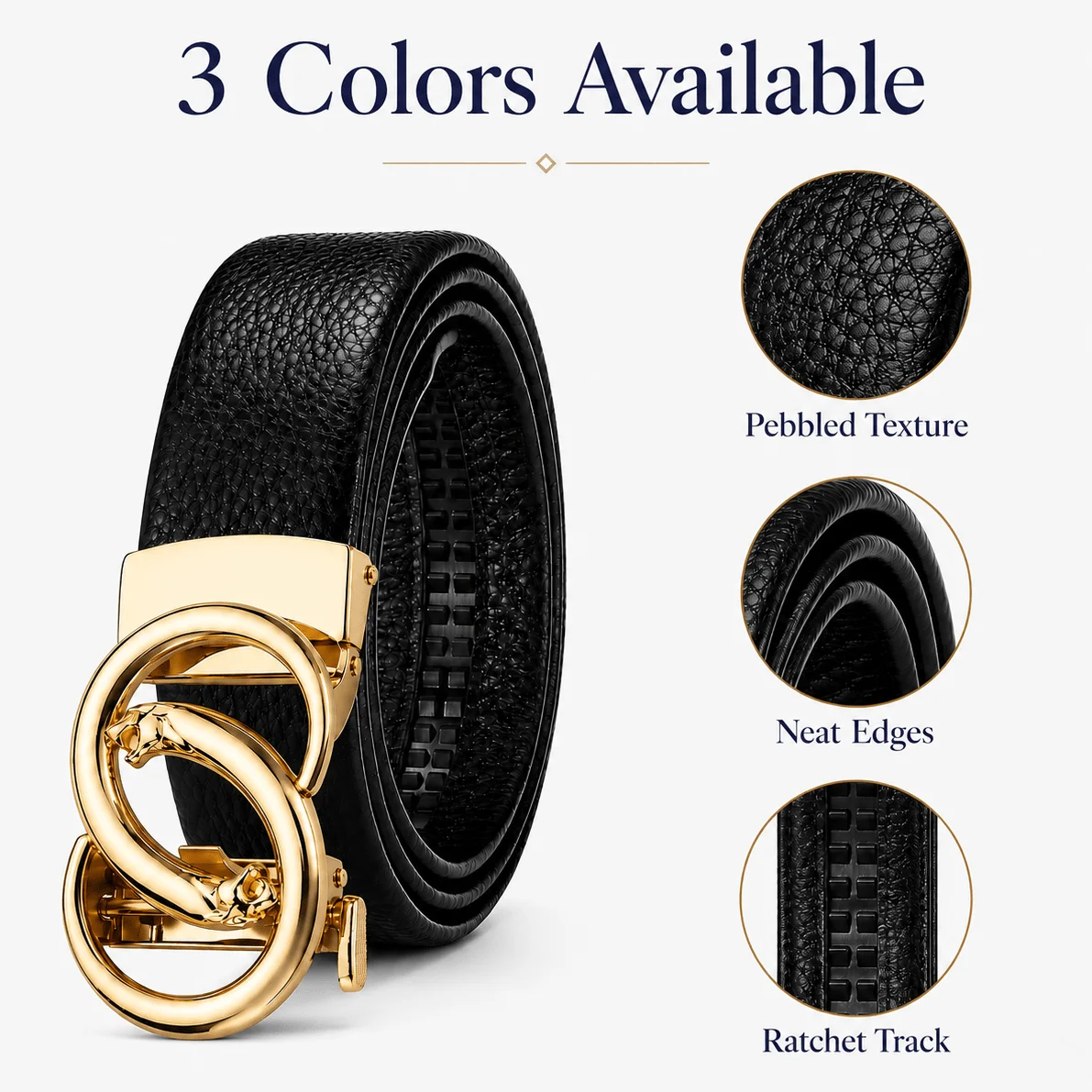 Men's Automatic Ratchet Belt Luxury Brand Designer PU Leather with Dragon Waist Belts Smooth Sliding for Dress Pants Jeans