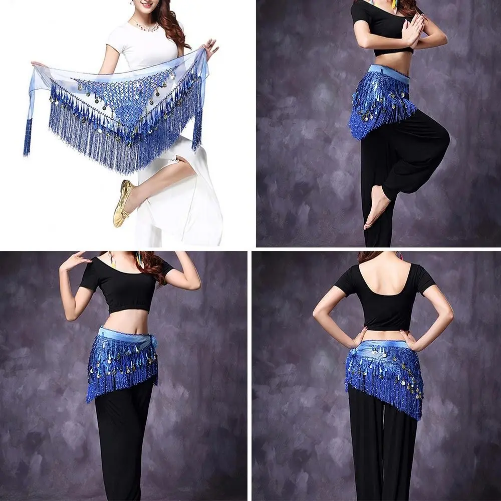Thailand/India/Arab Dancer Skirt Women Sexy Belly Dance Hip Scarf Wrap Belt Dancer Skirt Female Show Costumes Sequins Tassels
