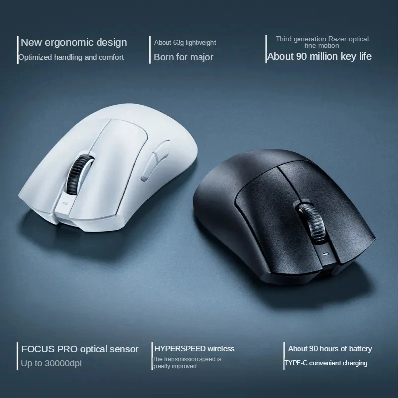 

Razer DeathAdder V3 Pro Wireless Gaming Mouse Focus Pro 30K DPI Sensor Gen-3 Optical Switches 90Hrs Battery Esports Grade