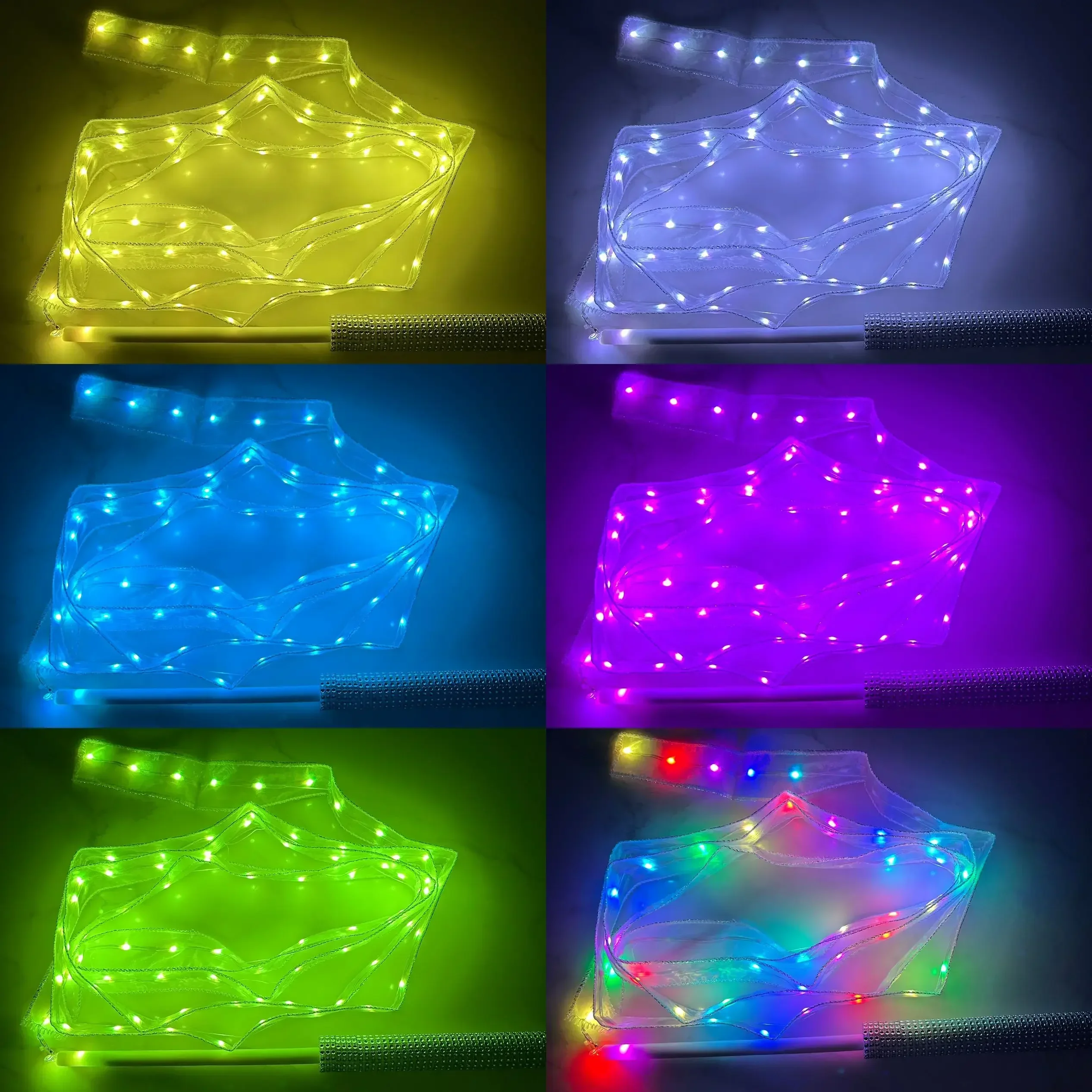 LED Luminous ริบบิ้น RGB สีริบบิ้นยิม Led จังหวะยิมนาสติก Belly เต้นรําชาร์จ Stage Prop APP Control Props