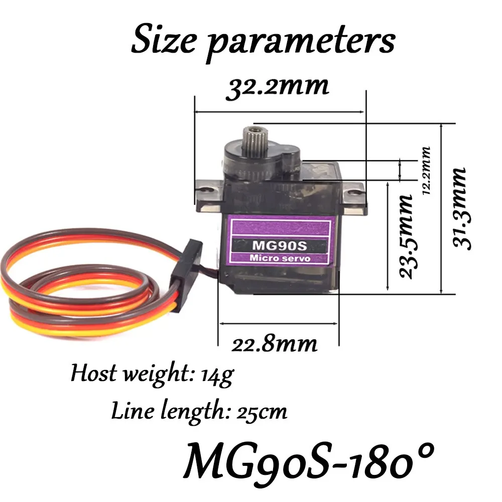 MG90S Servo 5 pacotes e kit de reparo multifuncional 24 em 1 para robô de carro RC Drone, 1,8 kg · cm / 0,09 s, alça de alumínio com caixa deslizante