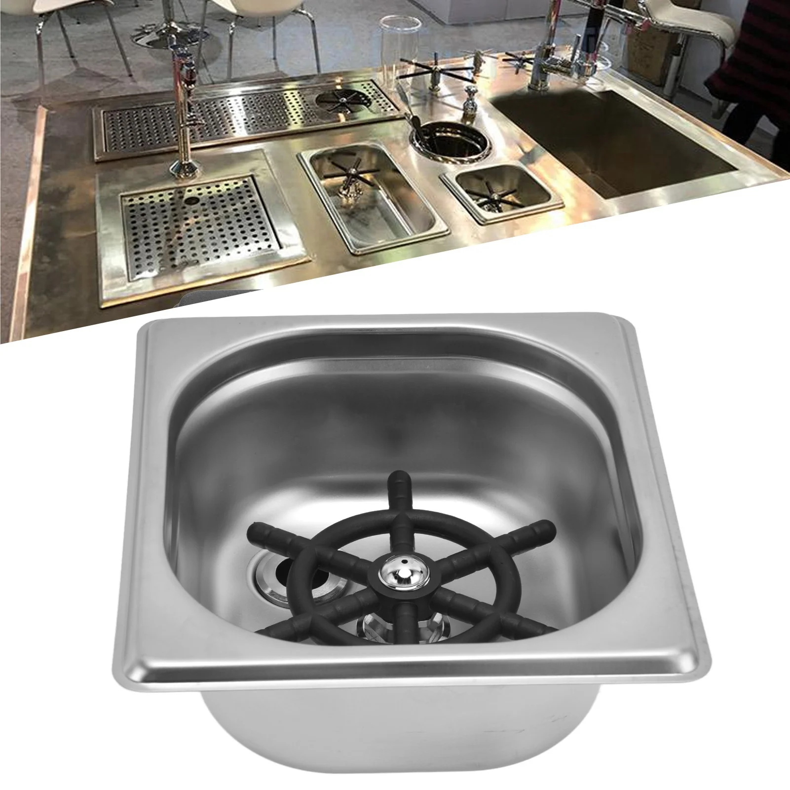 Lavadora automática de tazas de acero inoxidable, enjuague de limpieza de vidrio, barra, enjuague de vidrio, accesorios para fregadero de cocina