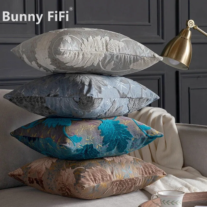 Leaf Cushion Cover 45x45cm High-class Thick Pillow Cover Decorative Pillowcase for Sofa Livingroom Home Decor