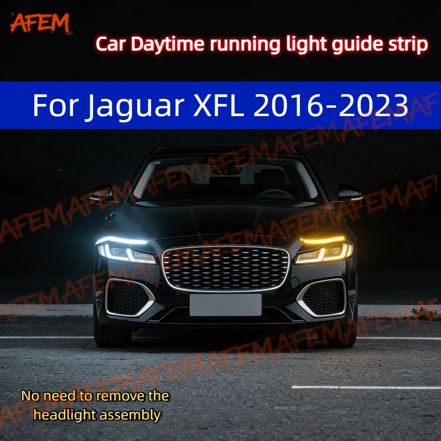

2pcs Car DRL Daytime Running Light Start Scan Style Sequential Flowing Turn Signal Light Ultra-Thin LED For Jaguar XFL 2016-2023