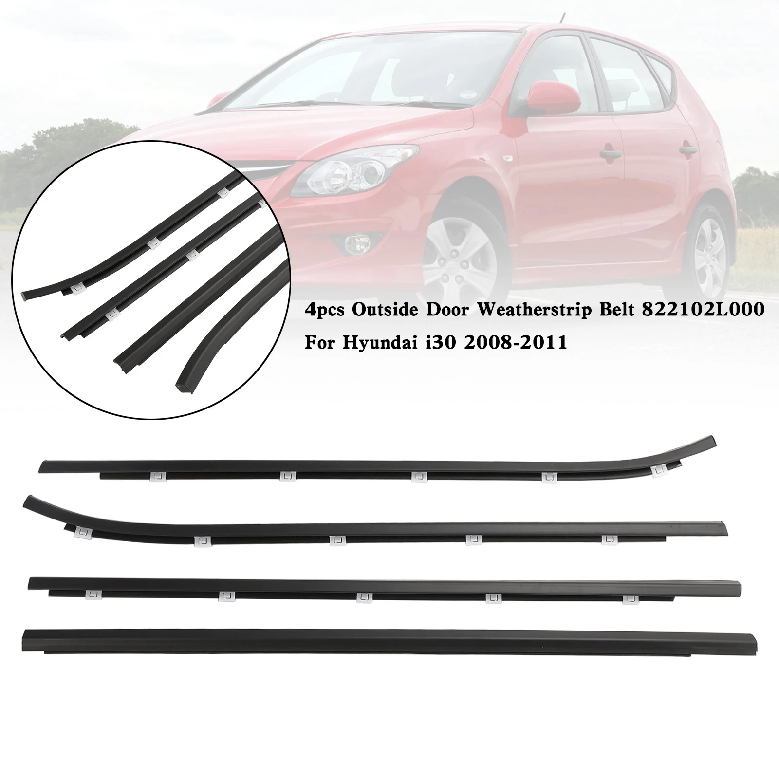 Artudatech 4pcs Outside Door Weatherstrip Belt 822102L000 For Hyundai i30 2008-2011 Car Accessories