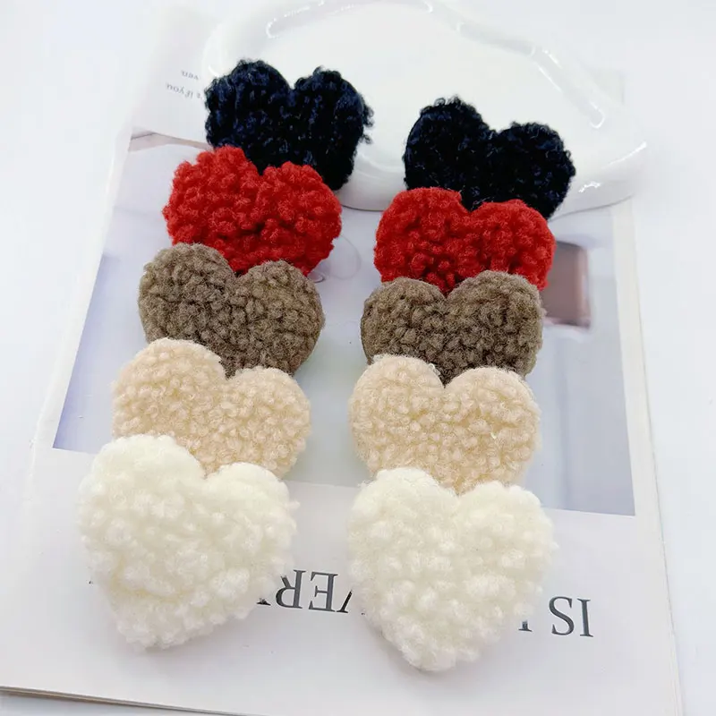 30 Stück neue Woll-Herz-Applikationen für DIY handgemachte Kinder-Haarspangen, Stirnbänder, Stoffaccessoires, Dekorationsaufnäher – Detail 1