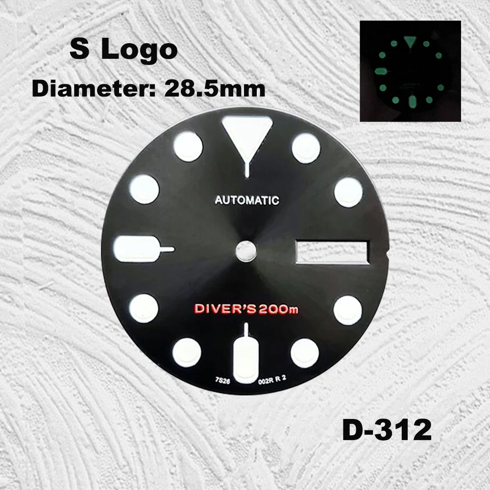 28.5Mm Nh36 Wijzerplaat Horloge Wijzerplaat S Wijzerplaat Groen Lichtgevend Geschikt Voor Nh35/Nh36 Bewegingshorloge Accessoires Reparatie Tool