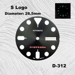 28.5mm NH36 Dial Watch Dial S Dial Green Luminous Suitable for NH35/NH36 Movement Watch Accessories Repair Tool