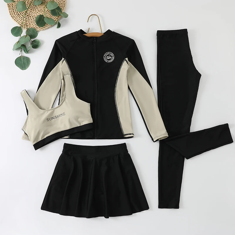 

Женский раздельный купальник с длинными рукавами, новинка 2026 года, солнцезащитный, консервативный, для серфинга, сноркелинга и дайвинга